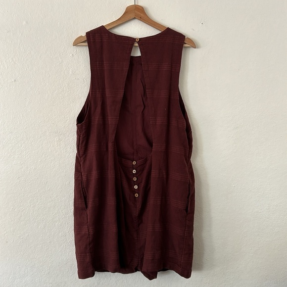 Free People Open Back Linen Blend Romper in Brown Sz XS - Picture 8 of 9